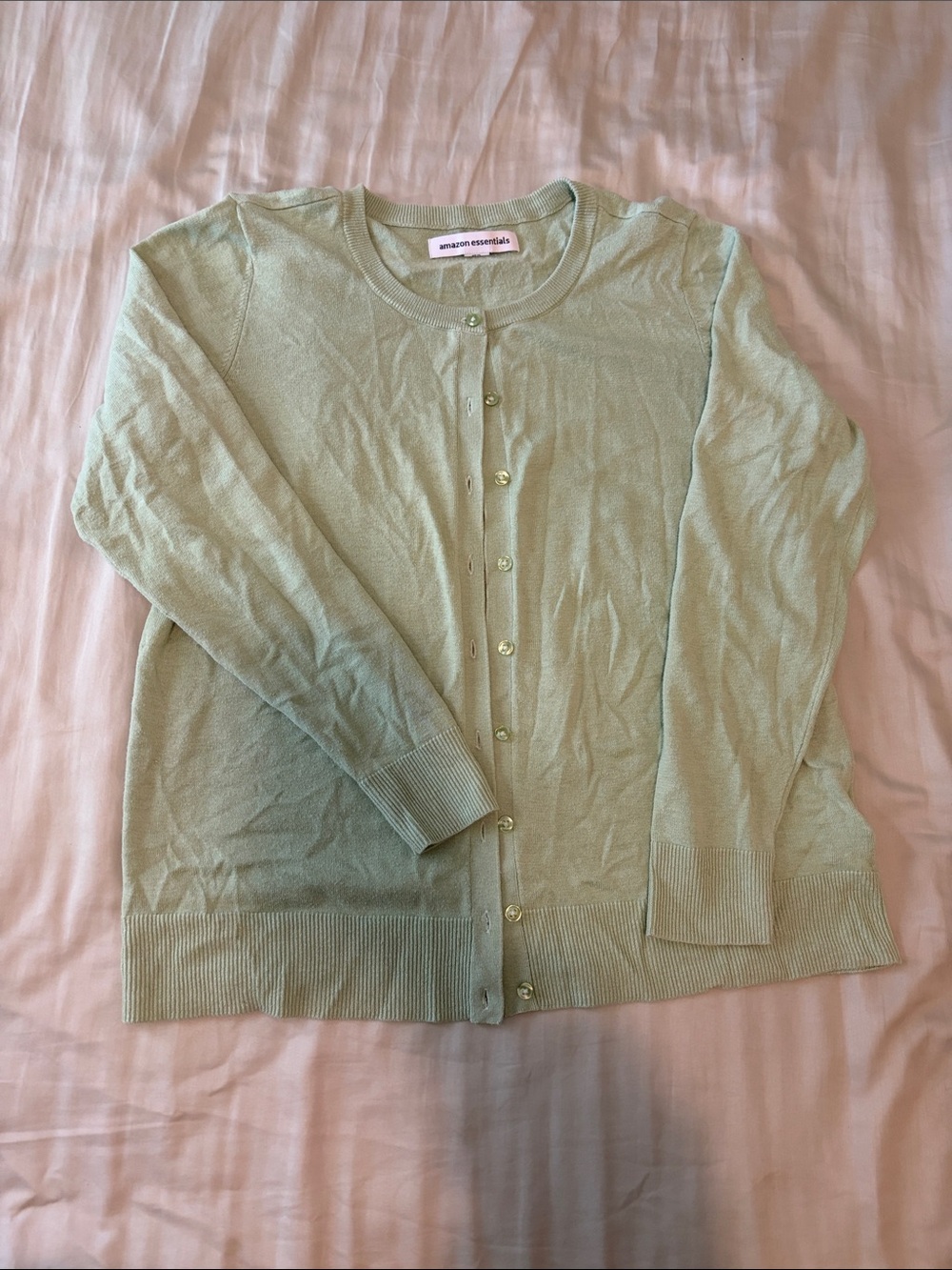 Amazon Essentials Light Green Button-Up Cardigan